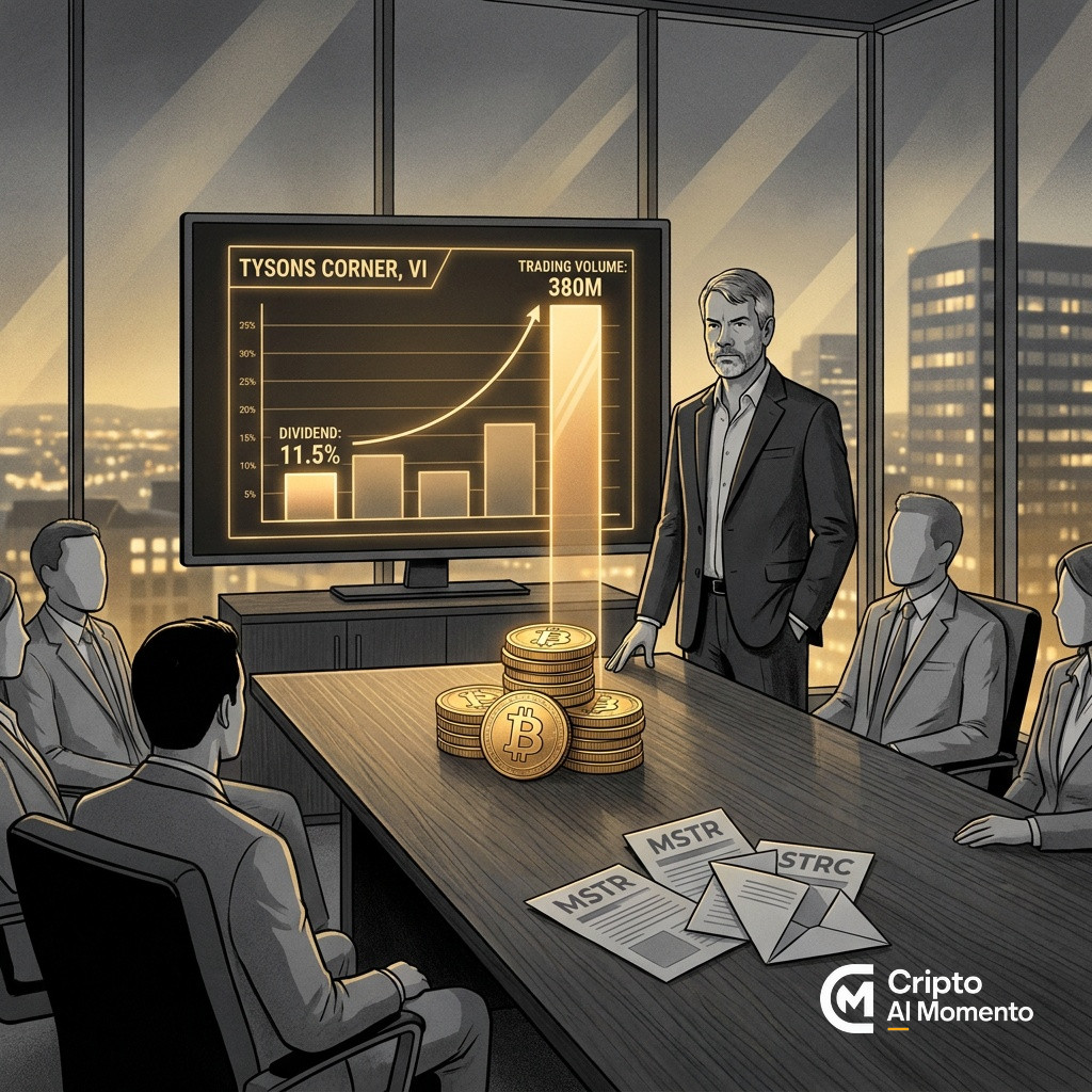 Strategy mantiene dividendo STRC en 11.5% y volumen diario alcanza $380M - Imagen destacada