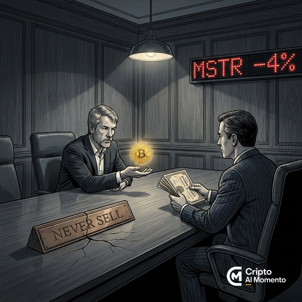 Saylor abre la puerta a vender Bitcoin para dividendos; MSTR cae 4% tras Q1 - Imagen destacada