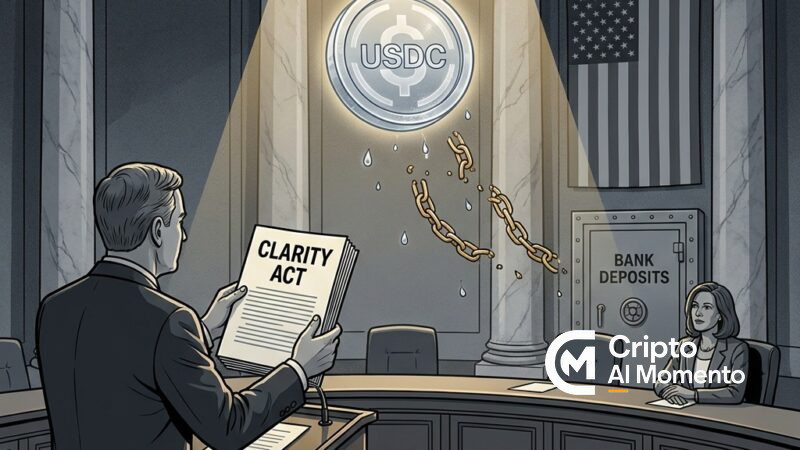Senado revela texto CLARITY Act: stablecoins prohíben yield, conservan recompensas por uso - Imagen destacada
