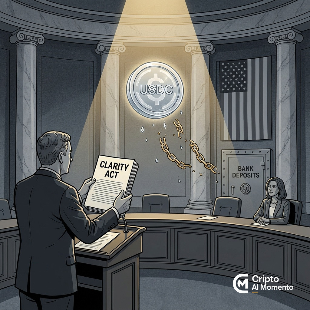Senado revela texto CLARITY Act: stablecoins prohíben yield, conservan recompensas por uso - Imagen destacada