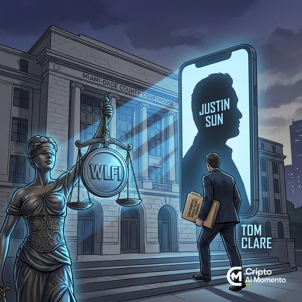 WLFI contrademanda a Justin Sun por difamación en Miami; token sube 7% - Imagen destacada