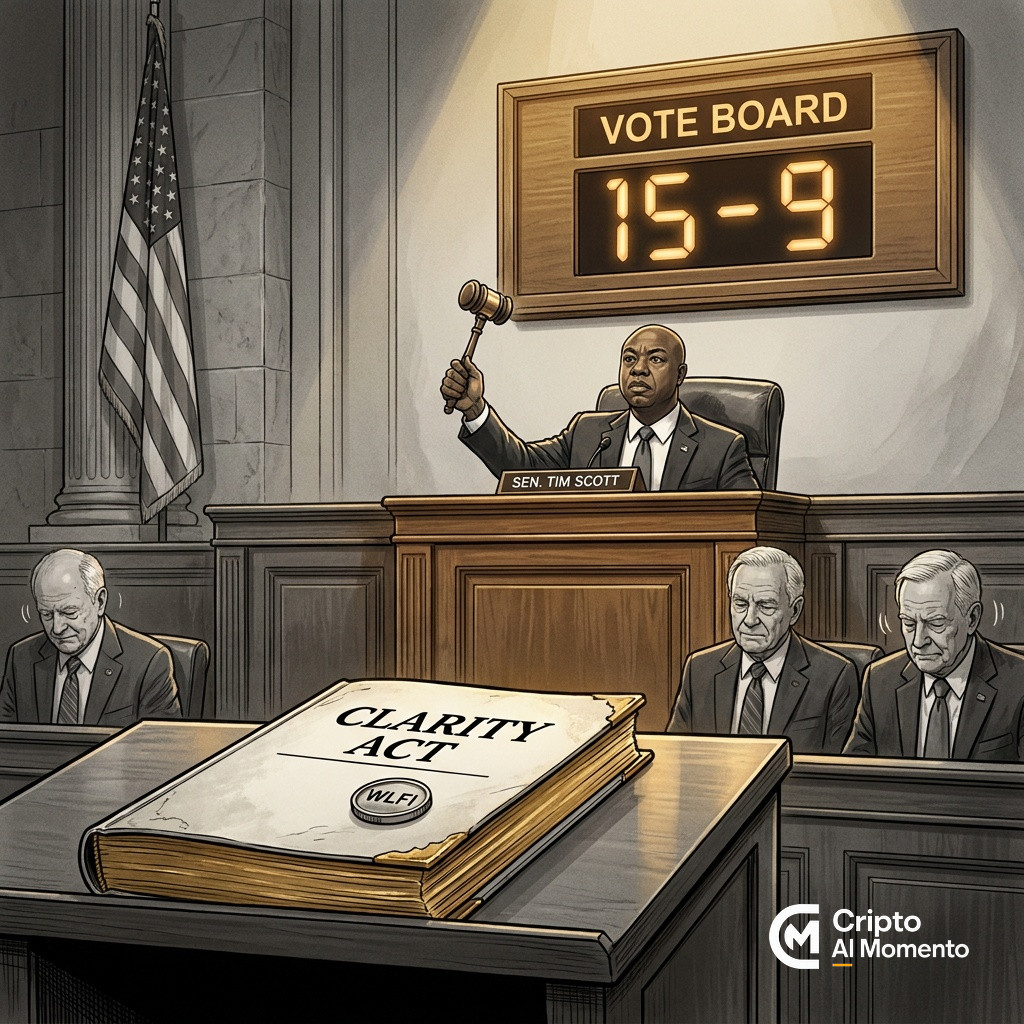 Comité Bancario del Senado aprueba Clarity Act 15-9; bitcoin salta a $82,000 - Imagen destacada